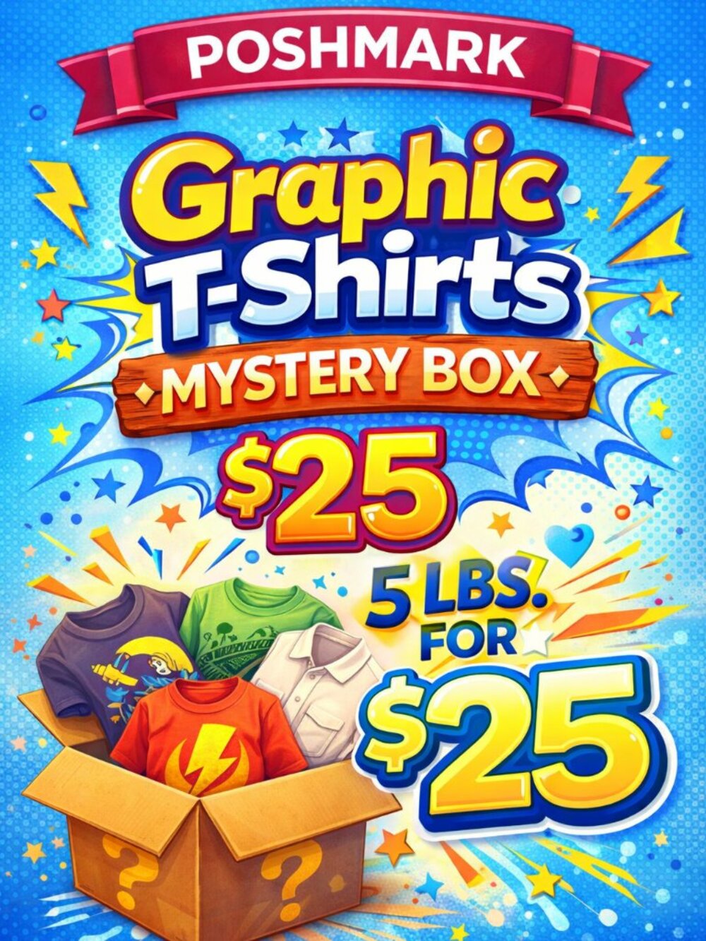 Graphic T-Shirts Mystery Box – 5 LBS for $25 - A Reseller's Delight! Get One!